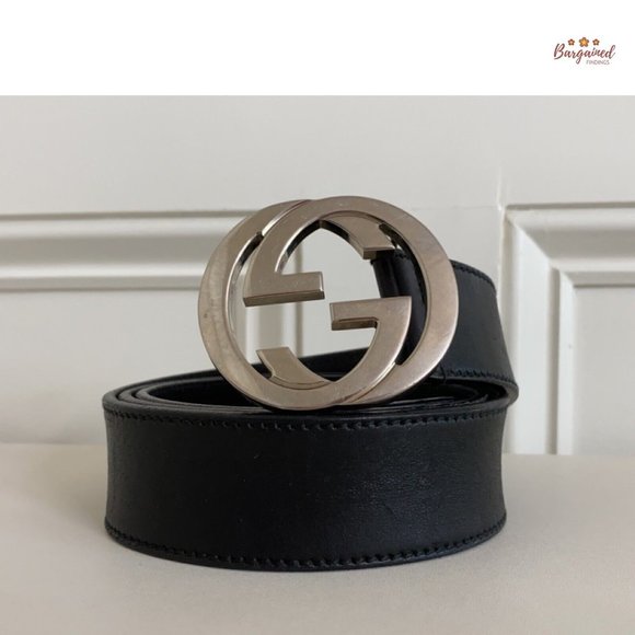 Authentic Gucci Black Calfskin Leather Silver Interlocking G  display picture 1